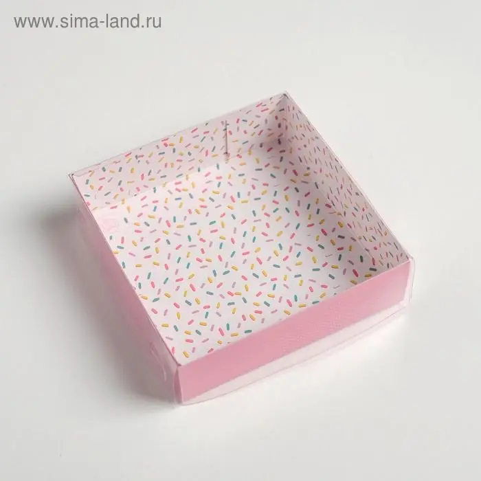 Кондитерская упаковка, коробка для макарун с пластиковой крышкой, «Сладости для радости», 12 х 12 х 3.5 см Кондитерская упаковка, коробка для макарун с пластиковой крышкой, «Сладости для радости», 12 х 12 х 3.5 см