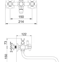 Смеситель для ванны Accoona A7182G, двухрычажный, белый/хром