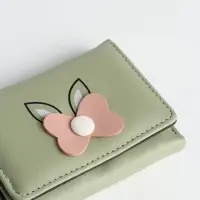 Кошелёк &laquo;Цветочек&raquo;, маленький, для девочки, на кнопке, зелёный