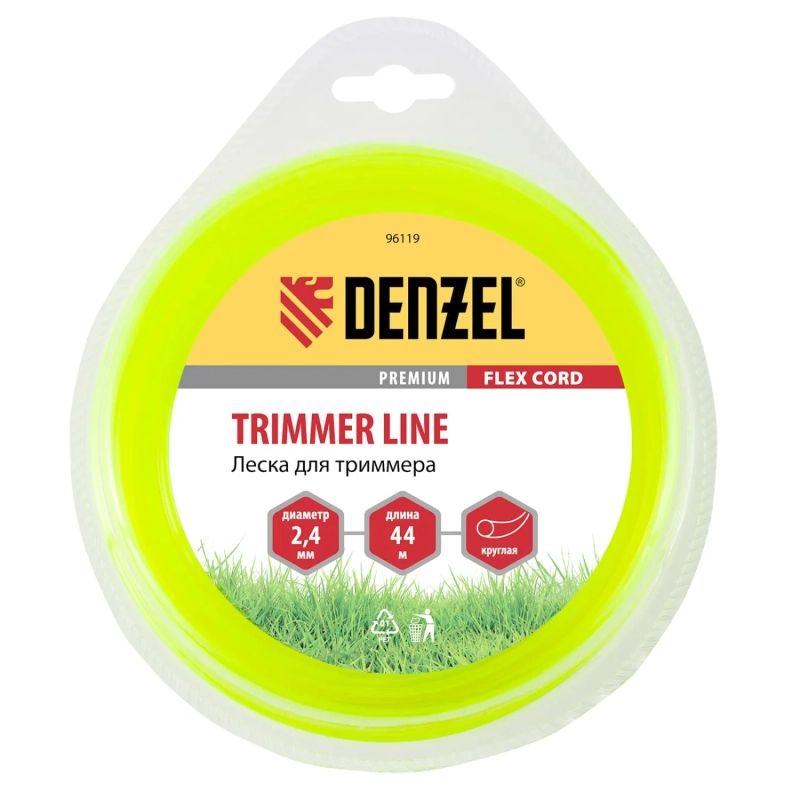 Леска для триммера круглая 2,4 мм х 44 м FLEX CORD Denzel 96119