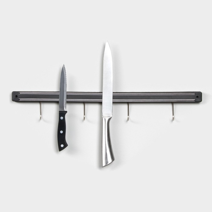 Держатель для ножей магнитный Доляна «Линия», с крючками, 51 см