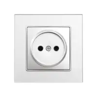 Розетка TOT Glossy Glass, 10 А, стекло, скрытая, одноместная, без заземления, серебристая