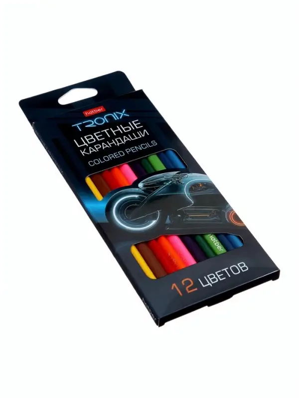 Карандаши 12цв, Hatber, заточ, трехгр, коробка, европодвес 93404