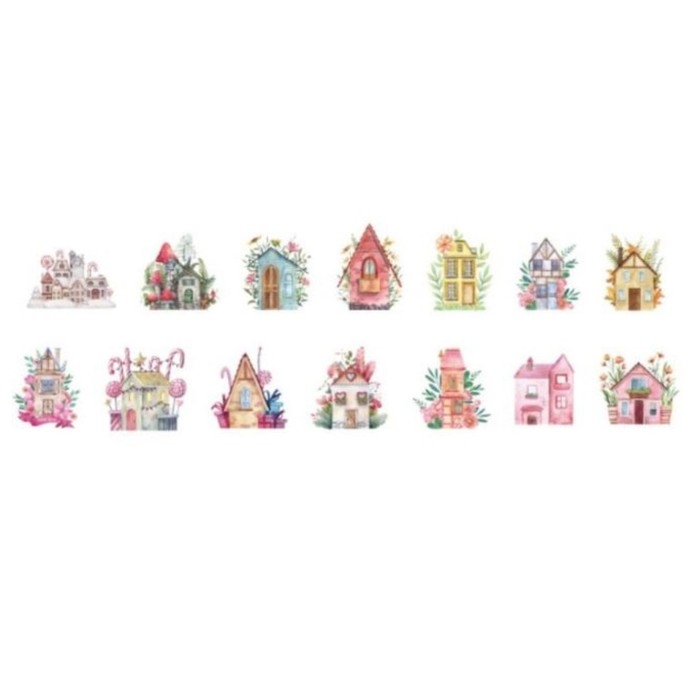 Наклейка бумага Наклейка бумага "Сказочные домики" 1,2 - 2,5 см 100 шт в рулоне 11х8 см