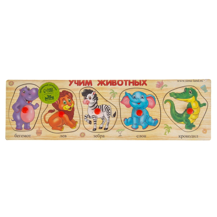 Рамка - вкладыш  Рамка - вкладыш "Учим животных", 5 элементов