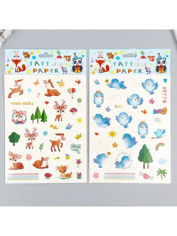 Переводные тату на тело цветные «Птицы. Олешки», 24×14.5 см, МИКС