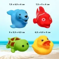 Резиновые игрушки для ванны Крошка Я &laquo;Животные&raquo;, с пищалкой, в наборе 4 шт.