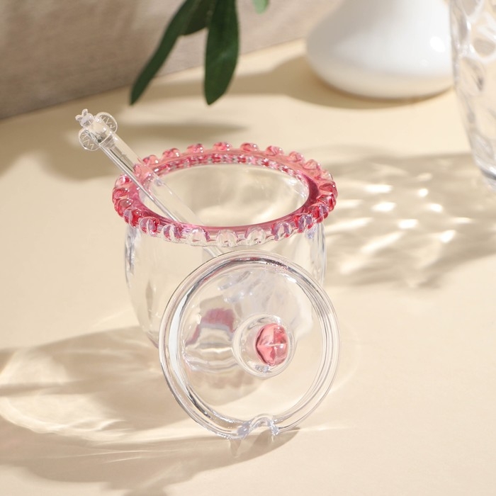 Баночка стеклянная для мёда и варенья c ложкой «Розе», 240 мл, 9,5×12 см