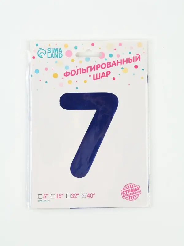 Воздушный шар фольгированный 40" &laquo;Цифра 7&raquo;, темно-синий