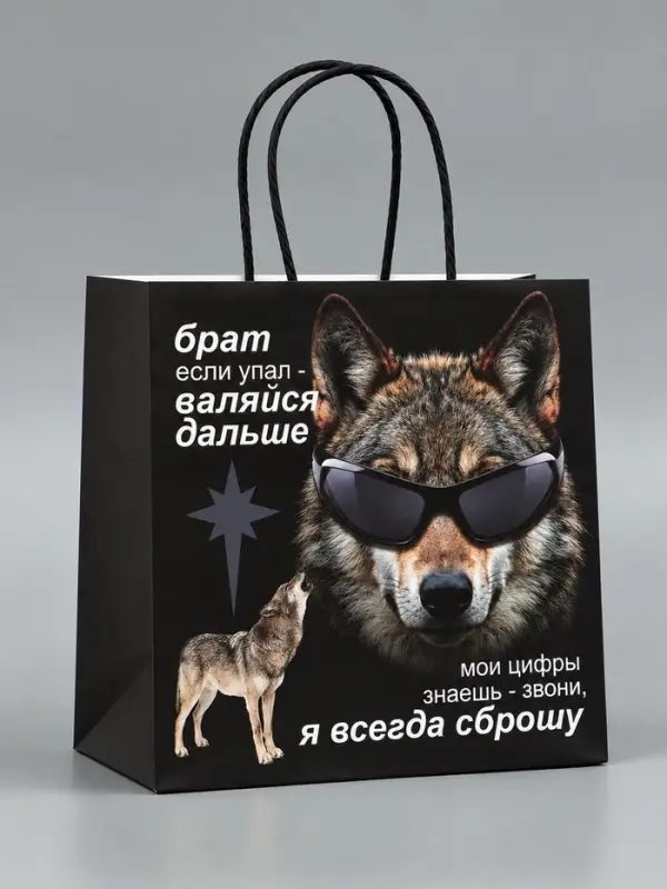 Пакет подарочный крафтовый &laquo;Брат&raquo;, 22&times;22&times;11 см