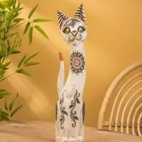 Сувенир &laquo;Кошка&raquo;, белая, 60&times;12&times;6 см, дерево, МИКС