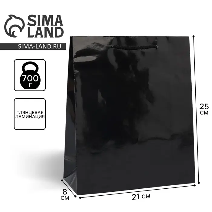 Пакет подарочный ламинированный, упаковка, «Чёрный», ML 21 х 25 х 8 см Пакет подарочный ламинированный, упаковка, «Чёрный», ML 21 х 25 х 8 см