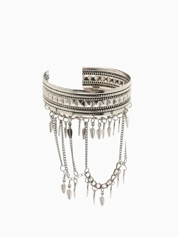 Браслет обод на предплечье &laquo;Перья&raquo;, d=6 см, цвет серебро