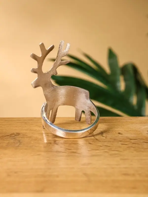 Кольцо для салфеток «Лесной олень», 7.5×4.4,5×4.5 см, латунь, никелевое покрытие