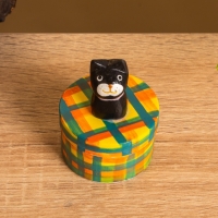 Сувенирная шкатулка «Чёрный Кот», 4.5×4.5×6 см, дерево, разноцветная