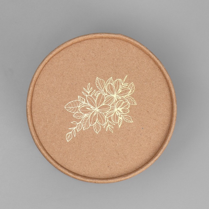 Коробка подарочная шляпная из крафта, упаковка, «Цветы», 12 х 12 х 12 см