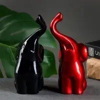Набор фигурок &laquo;Пара слонов&raquo;, 2 шт., чёрный, бордовый, 15&times;11&times;6.5 см