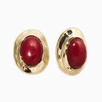 Серьги акрил "Стиль", овал в раме, цвет бордовый в золоте