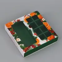 Коробка подарочная для 8 конфет и шоколад &laquo;Мандарины&raquo;, 17.7&times;17.8&times;3.8 см