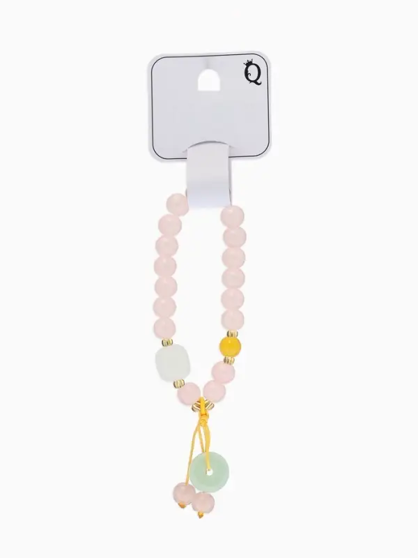 Браслет-оберег "Розовый кварц" нефрит, №8, цвет розовый