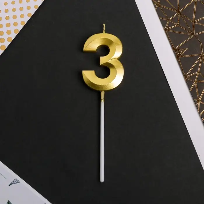 Свеча для торта, цифра &laquo;3&raquo;, 11.5&times;2.3 см