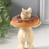 Сувенир полистоун "Зайчик с пончиком в глазури на шее" 8,8х7,8х12 см