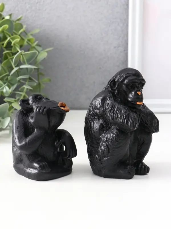Набор статуэток «Обезьяны», 2 шт., 6.5×6.5×10 см, 6.5×5.5×7.5 см, чёрный Набор статуэток «Обезьяны», 2 шт., 6.5×6.5×10 см, 6.5×5.5×7.5 см, чёрный