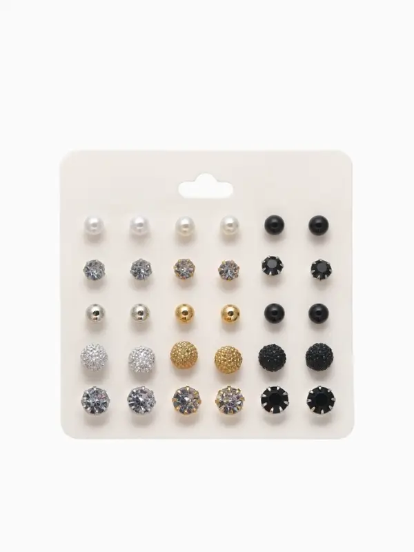 Серьги пусеты QF &laquo;Минимал&raquo;, 15 пар, миксы