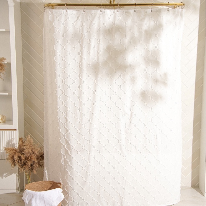 Штора для ванной двойная «Ла Каса», с люверсами, 200×200 см, полиэстер, полиэтилен, белая Штора для ванной двойная «Ла Каса», с люверсами, 200×200 см, полиэстер, полиэтилен, белая
