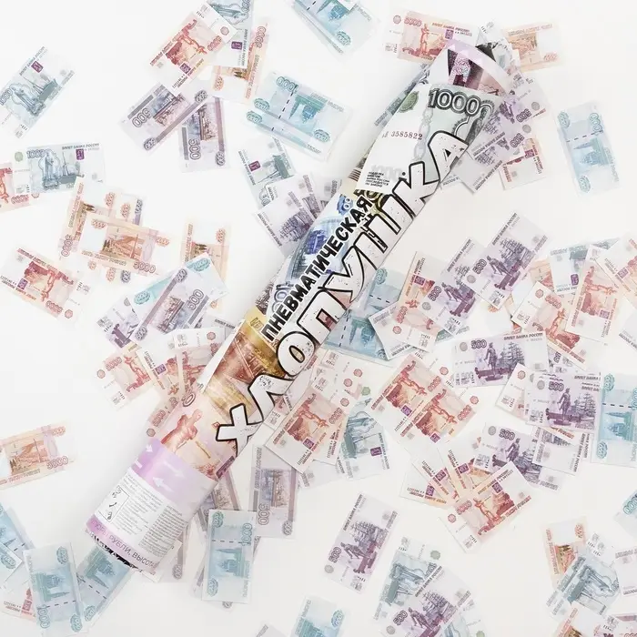 Хлопушка пневматическая Хлопушка пневматическая "Деньги, Рубли" (16/40 см)