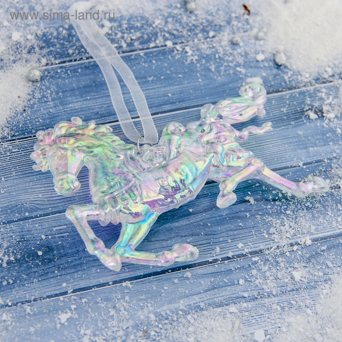 Украшение ёлочное Украшение ёлочное "Конь" 9х12 см, прозрачный перелив