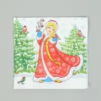 Салфетки новогодние бумажные &laquo;Снегурочка&raquo;, 1 слой, 24&times;24 см, 40 шт.