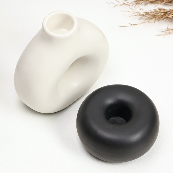 Набор подсвечников Набор подсвечников "Меланд и Эдвард" белый и черный, 2шт/5х10см/4х7см