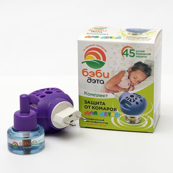 Жидкость от комаров ДЭТА БЭБИ ИНСЕКТО комплект жидкость 45 ночей, флакон 30мл. + электрофумигатор 2 Жидкость от комаров ДЭТА БЭБИ ИНСЕКТО комплект жидкость 45 ночей, флакон 30мл. + электрофумигатор 2