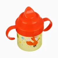 Поильник детский M&B &laquo;Лисята. Мамы и малыши&raquo; с твёрдым носиком, от 9 мес., 140 мл., с ручками, оранжевый