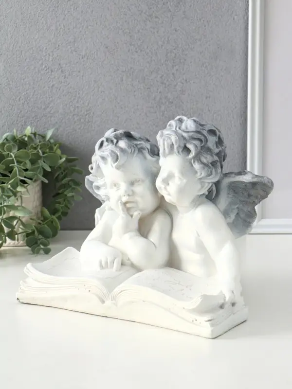 Фигура "Два ангела с книгой" 23х28х19 см, антик