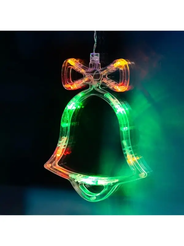 Гирлянда &laquo;Бахрома&raquo; 2.4&times;0.9 м с насадками &laquo;Колокольчики&raquo;, IP20, прозрачная нить, 138 LED, свечение мульти, 8 режимов, 220 В