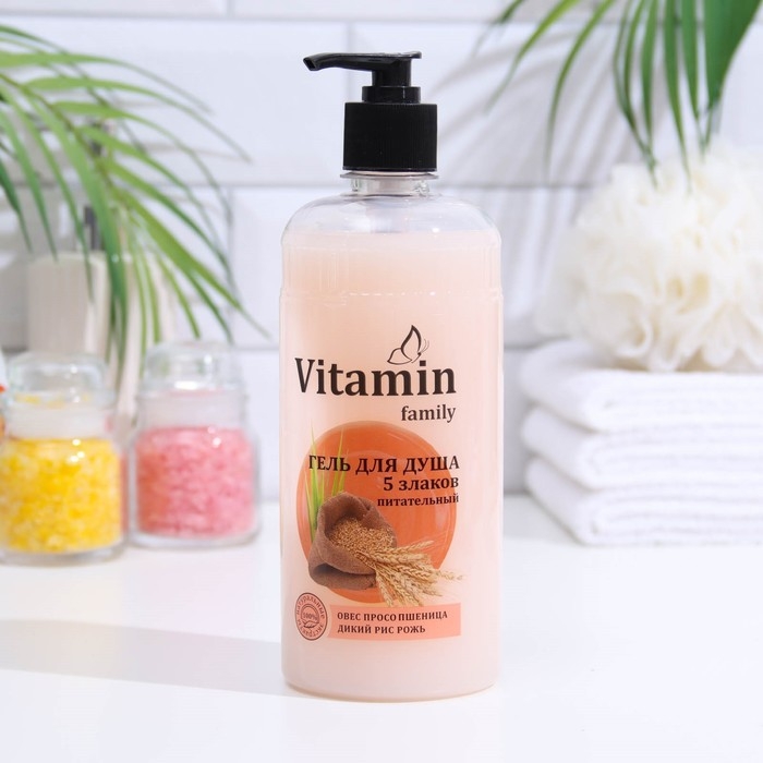 Гель для душа Vitamin Family, 5 злаков, питательный, 650 мл Гель для душа Vitamin Family, 5 злаков, питательный, 650 мл
