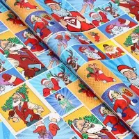 Бумага упаковочная глянцевая "Pop-art новогодние супергерои", 70 х 100 см