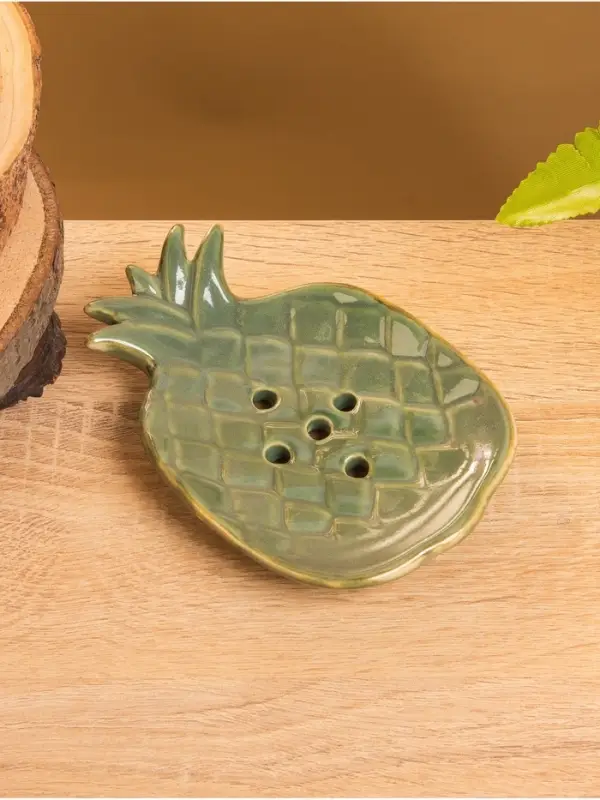 Мыльница &laquo;Ананас&raquo;, 13.5&times;9&times;2 см, керамика, зелёно-коричневая