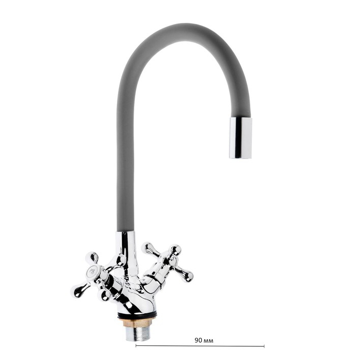 Смеситель для кухни ZEIN Z2108, двухвентильный, силиконовый излив, серый/хром Смеситель для кухни ZEIN Z2108, двухвентильный, силиконовый излив, серый/хром