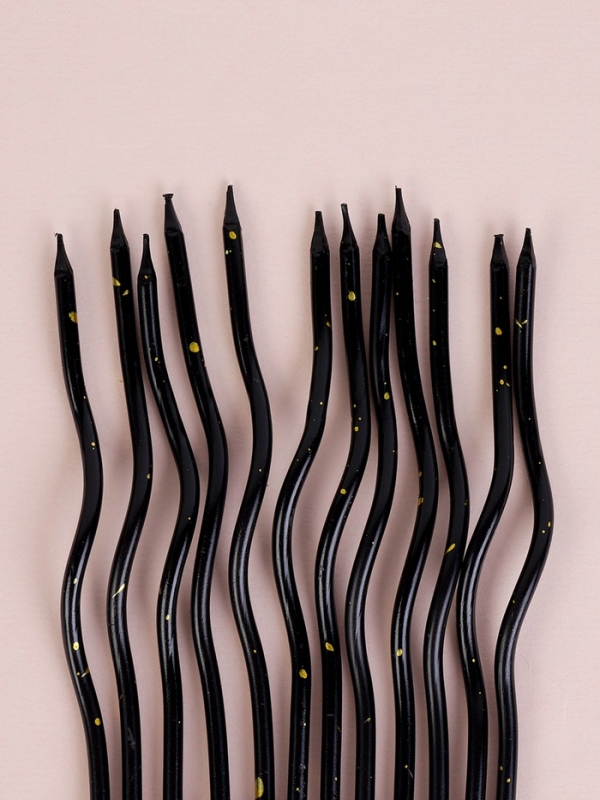 Свечи для торта Свечи для торта "Серпантин", 12 шт, черный с блёстками