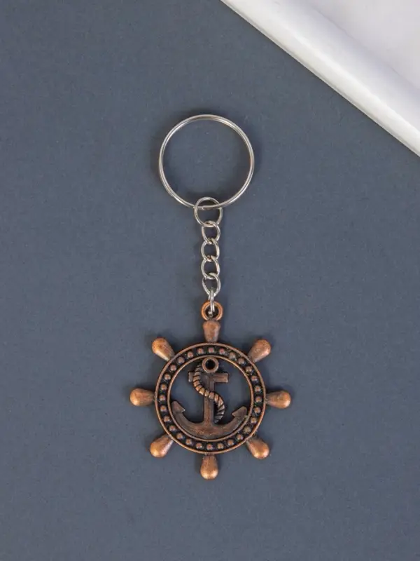 Брелок для ключей на кольце &laquo;Штурвал с якорем&raquo;, металл, 4.5&times;4 см