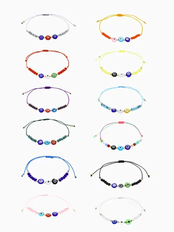 Браслет-оберег &laquo;Глазик&raquo;, ассорти, цветной в серебре