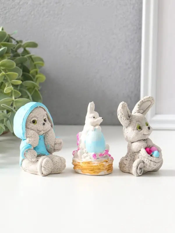 Статуэтки набор 3 шт "Милые кролики" 6х5 см