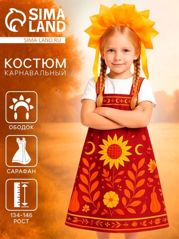 Карнавальный набор "Осенняя красавица" сарафан рост 134-146, ободок