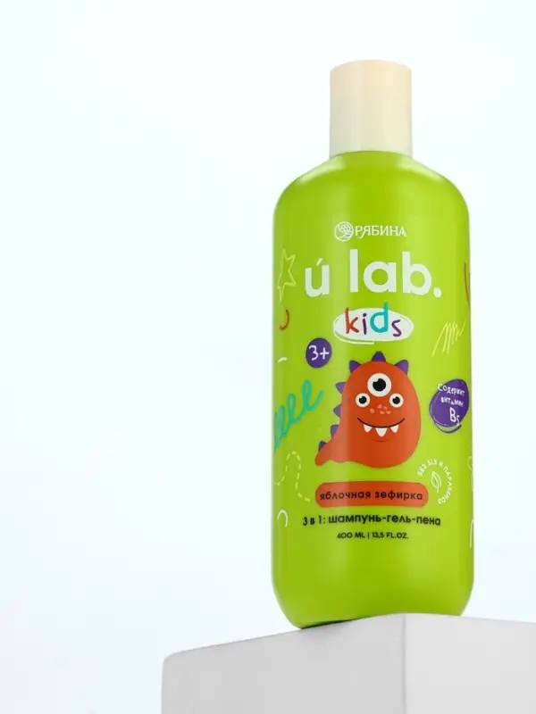 Детский шампунь-гель-пена 3в1 &laquo;Монстрики&raquo;, 400 мл, аромат сладкая яблочная зефирка, ULAB