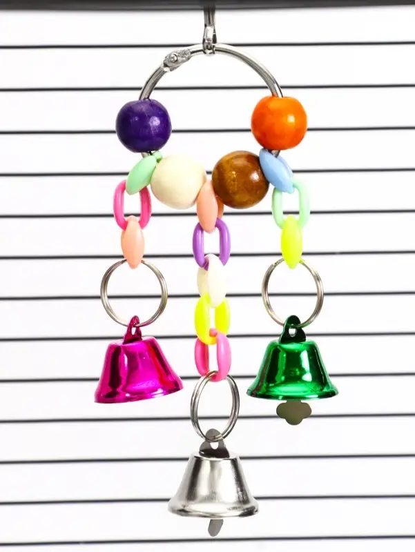Игрушка для птиц "Кольцо" с колокольчиками, 13,5 х 5 см, микс цветов