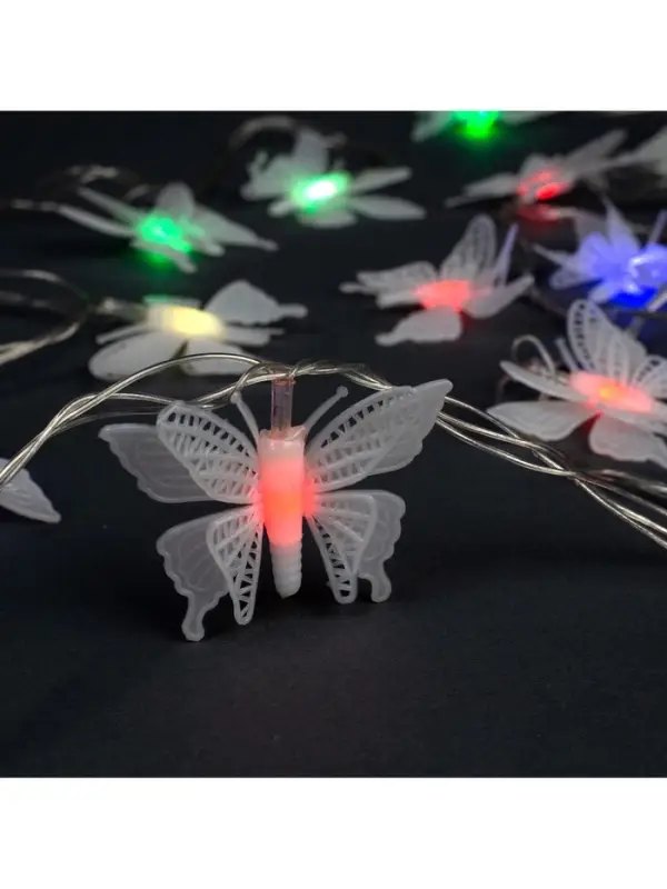Гирлянда &laquo;Нить&raquo; 5 м с насадками &laquo;Бабочки малые&raquo;, IP20, прозрачная нить, 20 LED, свечение мульти (RG/RB), мигание, 220 В