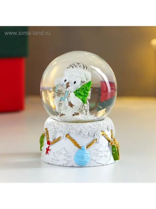Снежный шар новогодний стеклянный &laquo;Совушка в колпаке, с ёлочкой&raquo;, d=4.5 см, 6&times;4.5&times;4.5 см